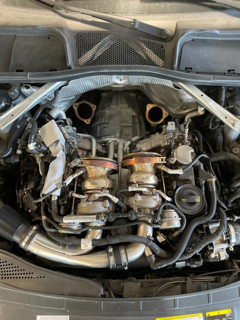 Audi RS5 2.9 B9 Downpipe Paar Hosenrohr Kat Ersatz Clubsport Elite mit 200Zeller Tuning Kat
