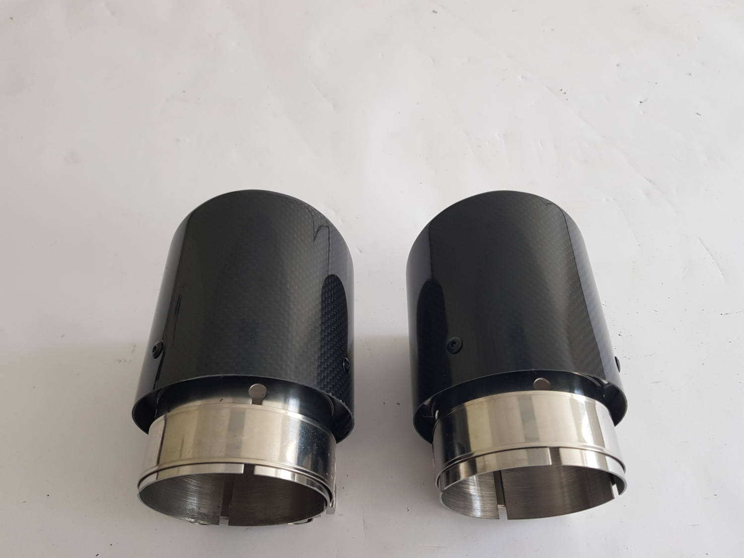 Sportauspuff Endrohr 4" 102 auf  3" 76mm Echt Carbon V2A Paar Set